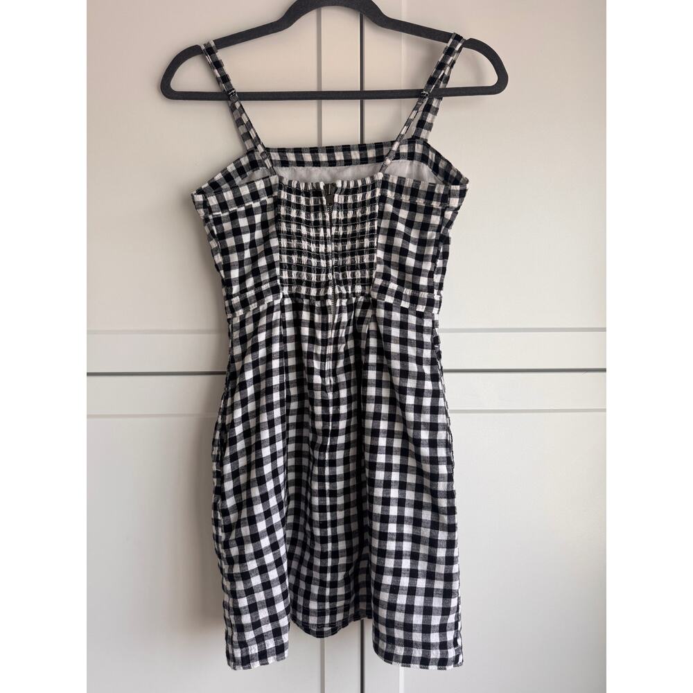 Abercrombie & Fitch Gingham Check Mini Dress XS Black White Square Neck - Picture 10 of 11